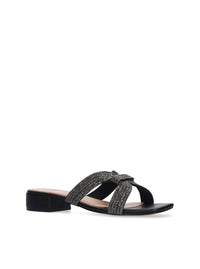 Sandalia plana pala strass negro