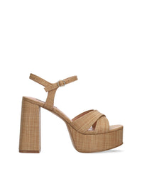 Sandalia plataforma tejido rafia beige