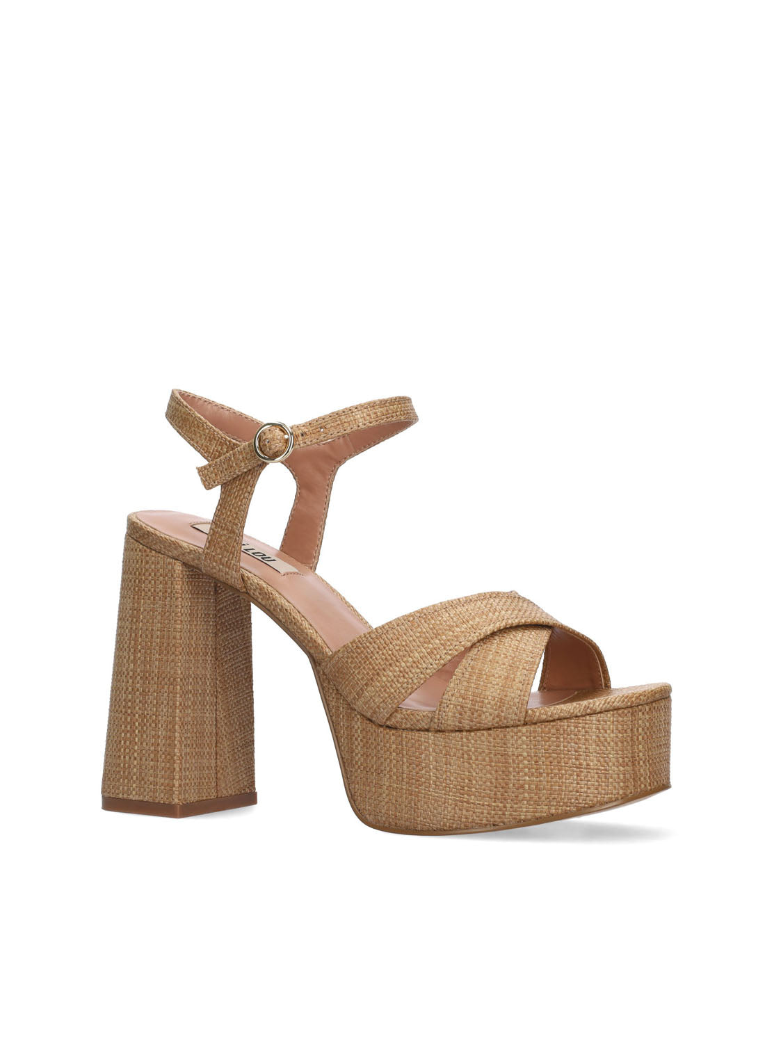 Sandalia plataforma tejido rafia beige