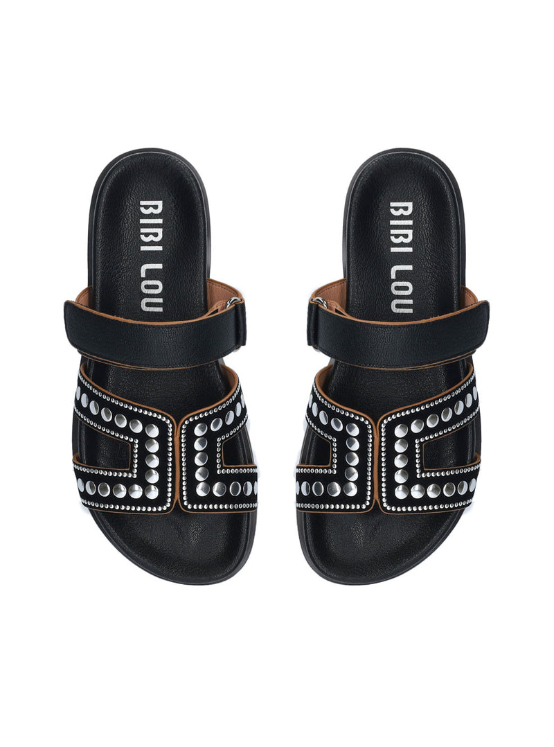 Sandalia bio tachuelas piel negro