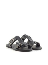 SANDALIA HEBILLAS PIEL NEGRO NEGRO