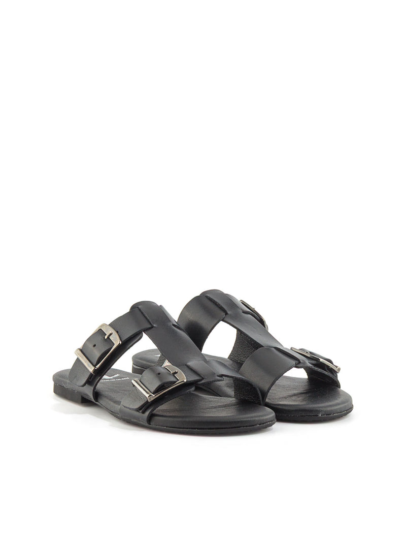 SANDALIA HEBILLAS PIEL NEGRO NEGRO