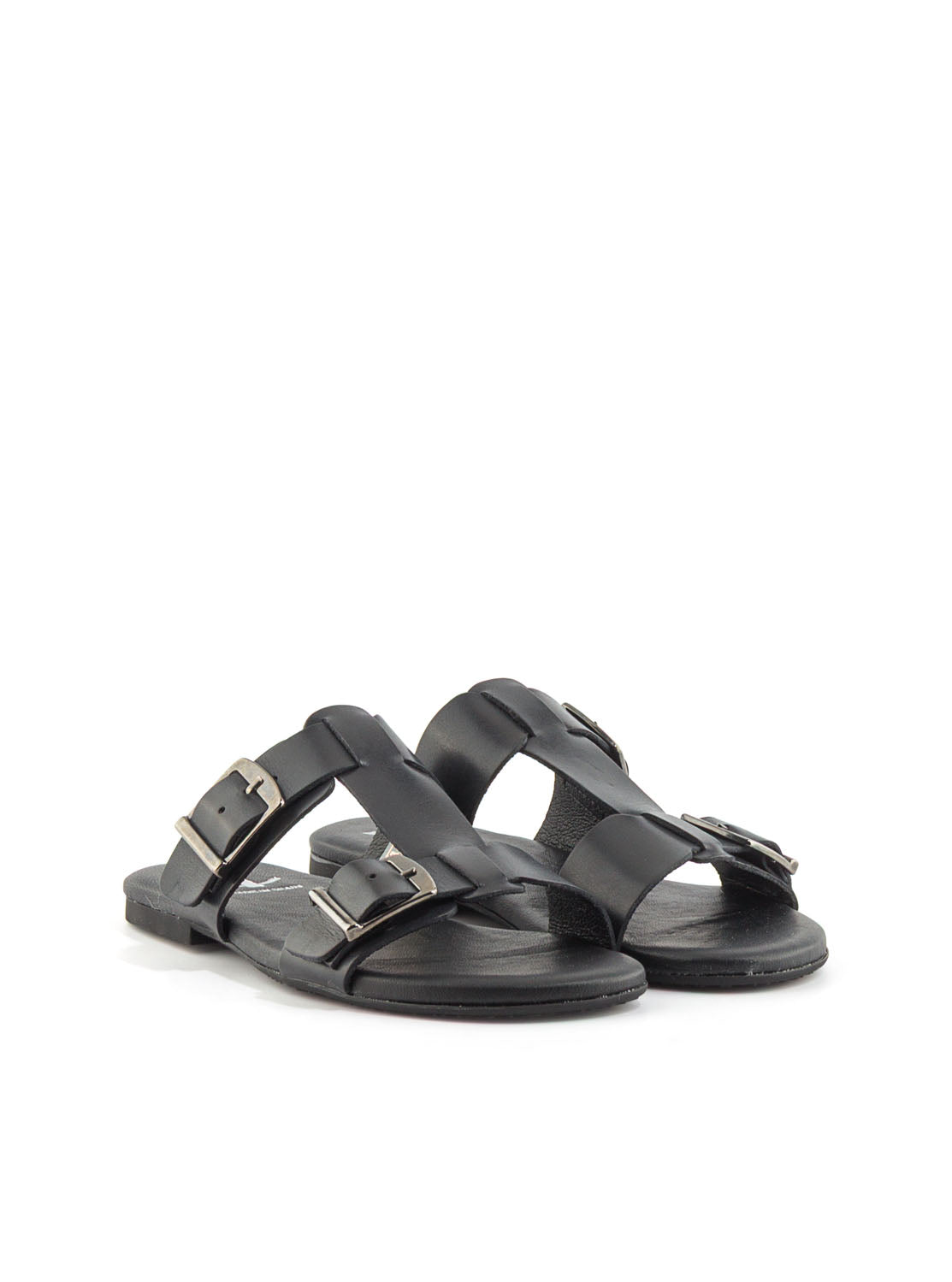 SANDALIA HEBILLAS PIEL NEGRO NEGRO