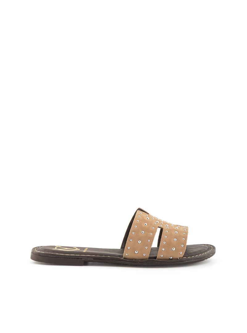 SANDALIA MICROTACHAS NOBUCK TAUPE TAUPE