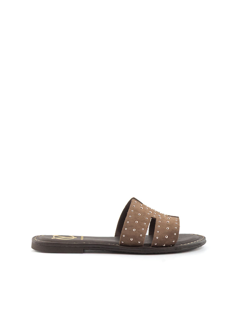 SANDALIA MICROTACHAS NOBUCK MARRON MARRON