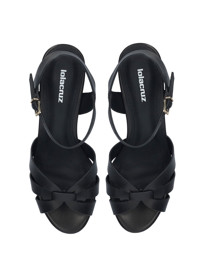 Sandalia plataforma piel negro