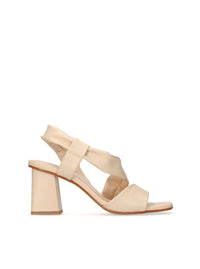 Sandalia cruzada piel beige