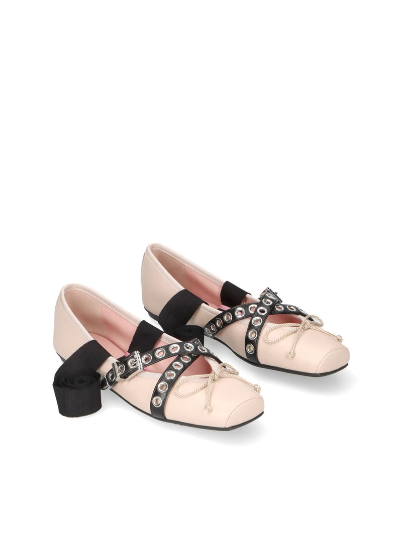 Bailarina cintas piel rosa nude