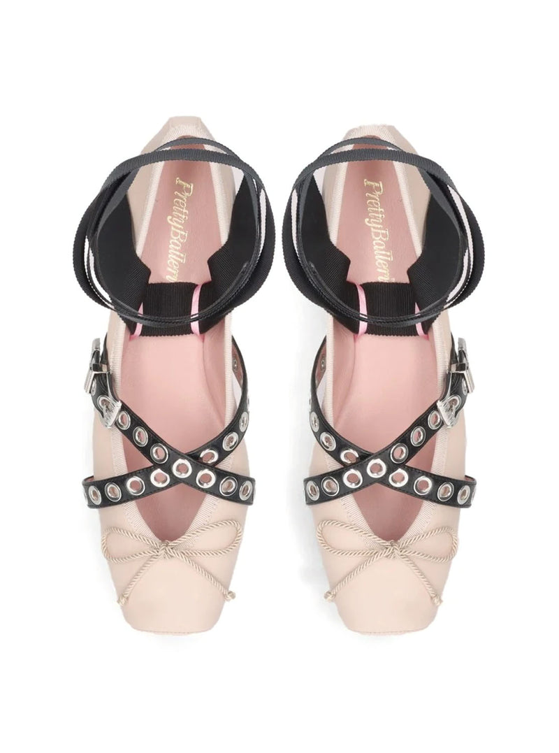 Bailarina cintas piel rosa nude