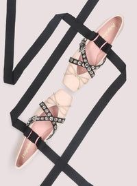 Bailarina cintas piel rosa nude