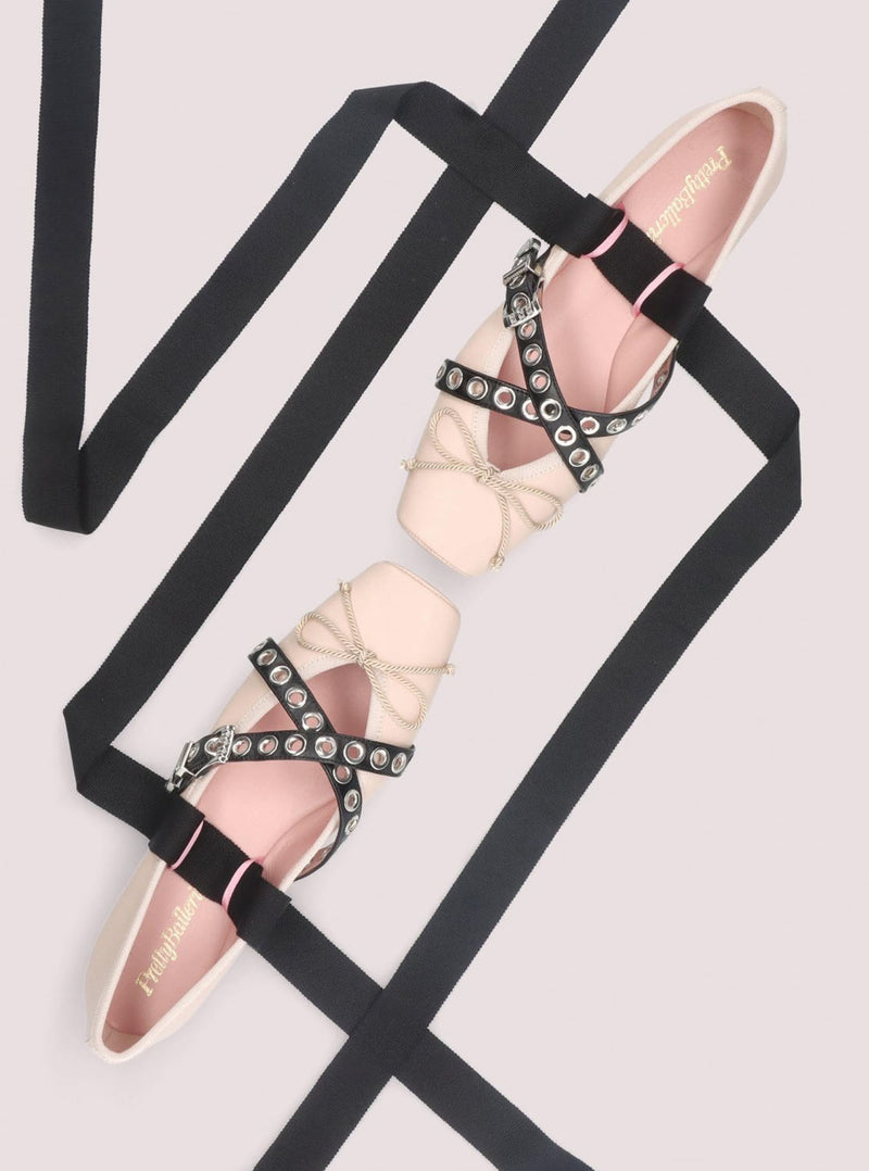 Bailarina cintas piel rosa nude
