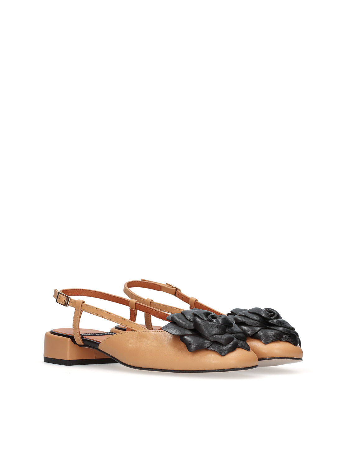 Bailarina flor piel combi cuero