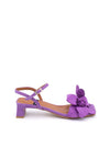 Sandalia tacón flor ante morado