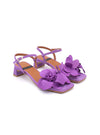 Sandalia tacón flor ante morado