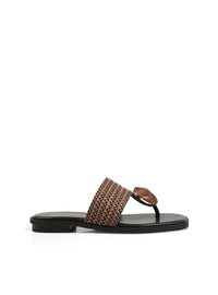 Sandalia piedra combi rafia negro