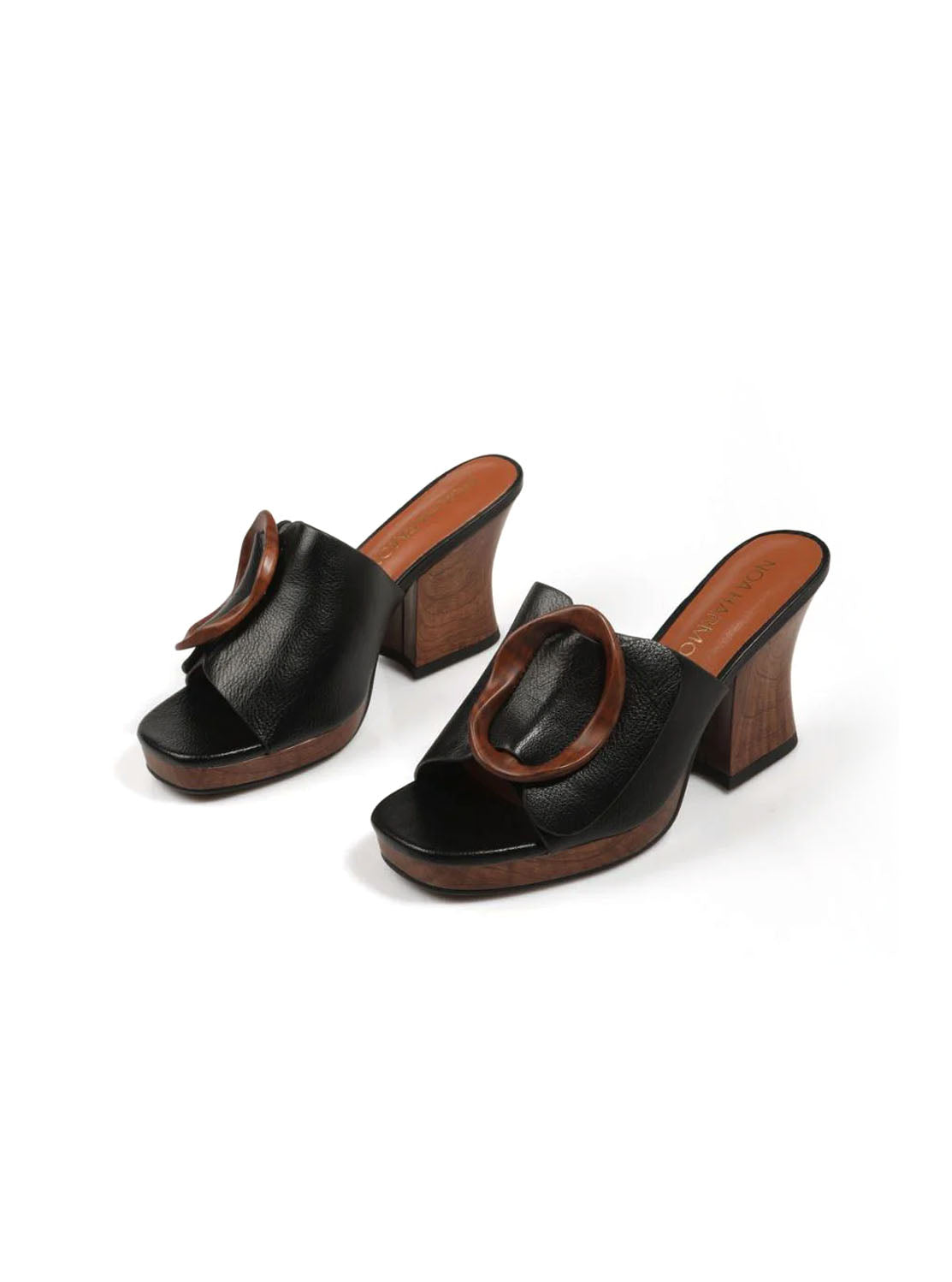 Sandalia zueco maxi piel negro