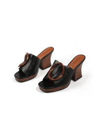 Sandalia zueco maxi piel negro