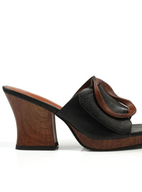 Sandalia zueco maxi piel negro