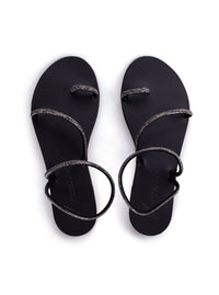 Sandalia plana strass negro