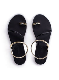 Sandalia plana combinada negro