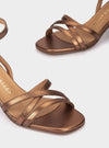 Sandalia tacón multi tiras piel bronce