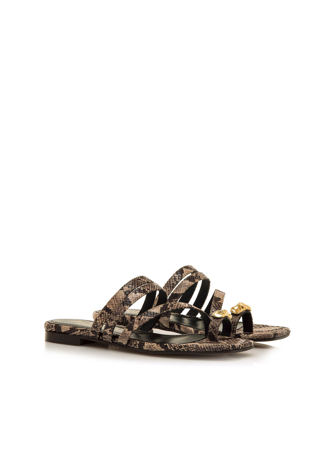 Sandalia plana "Marta Lozano" piel estampado serpiente