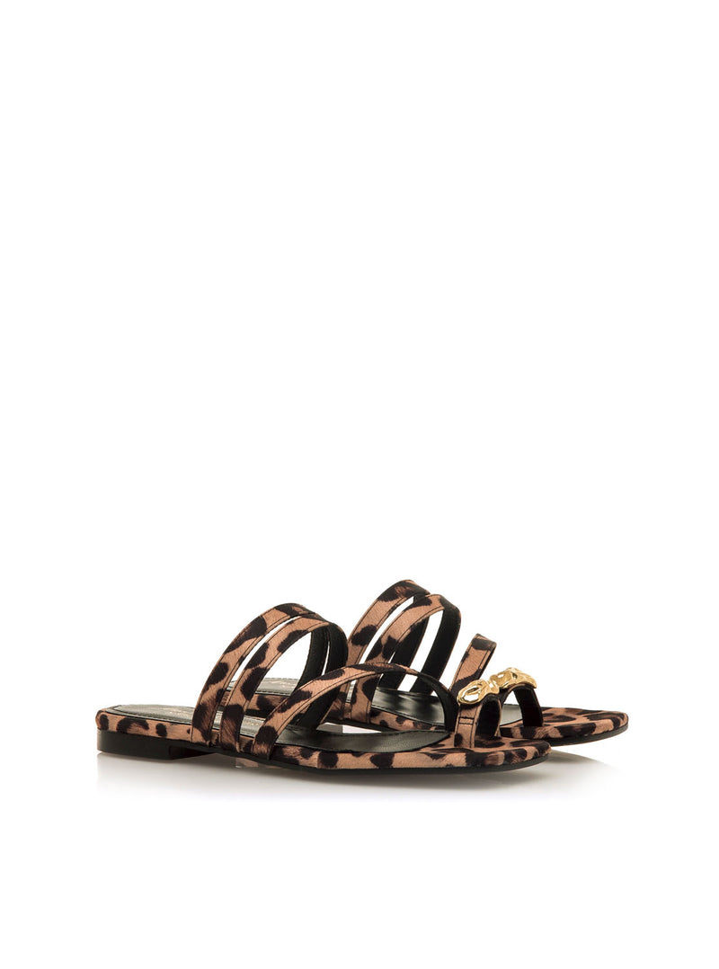 Sandalia plana "Marta Lozano" piel estampado leopardo