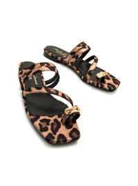 Sandalia plana "Marta Lozano" piel estampado leopardo