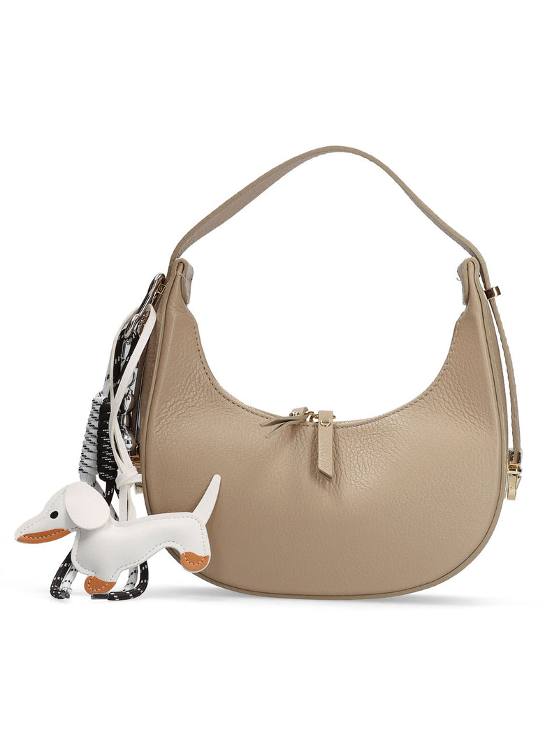 Bolso baguette multi charm piel taupe