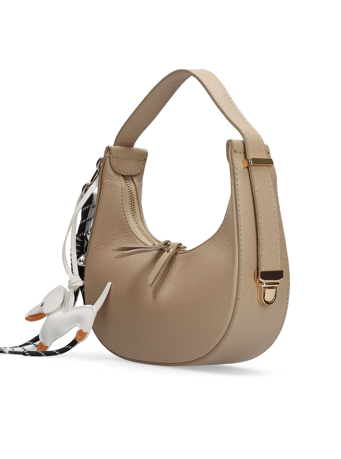 Bolso baguette multi charm piel taupe