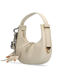 Bolso baguette multi charm piel beige