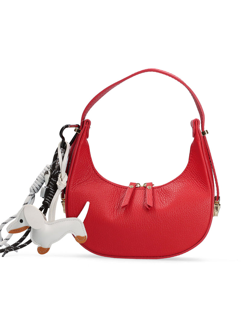 Bolso baguette multi charm piel rojo