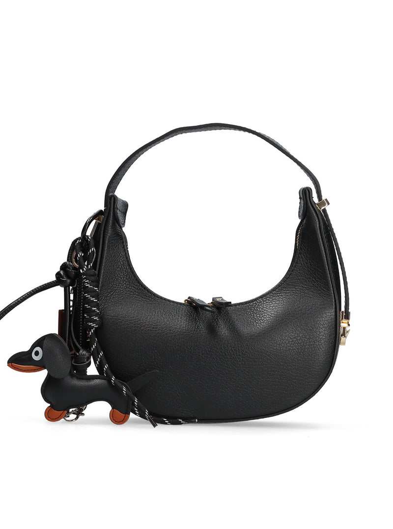 Bolso baguette multi charm piel negro