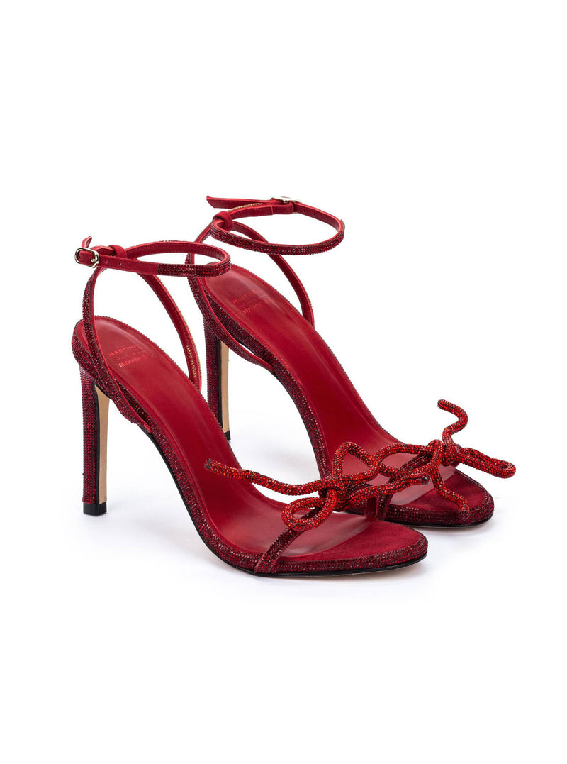 Sandalia tacón "SPRING" strass rojo