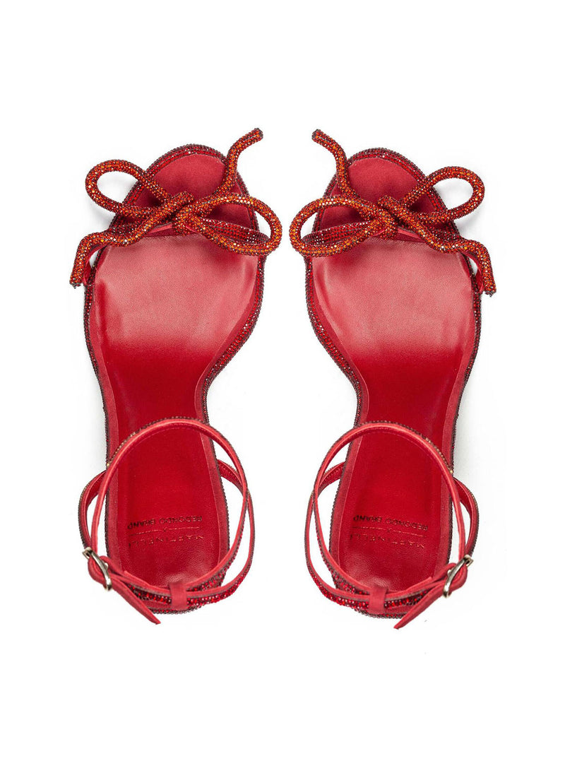 Sandalia tacón "SPRING" strass rojo