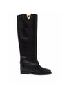 Bota cuña interior piel negro
