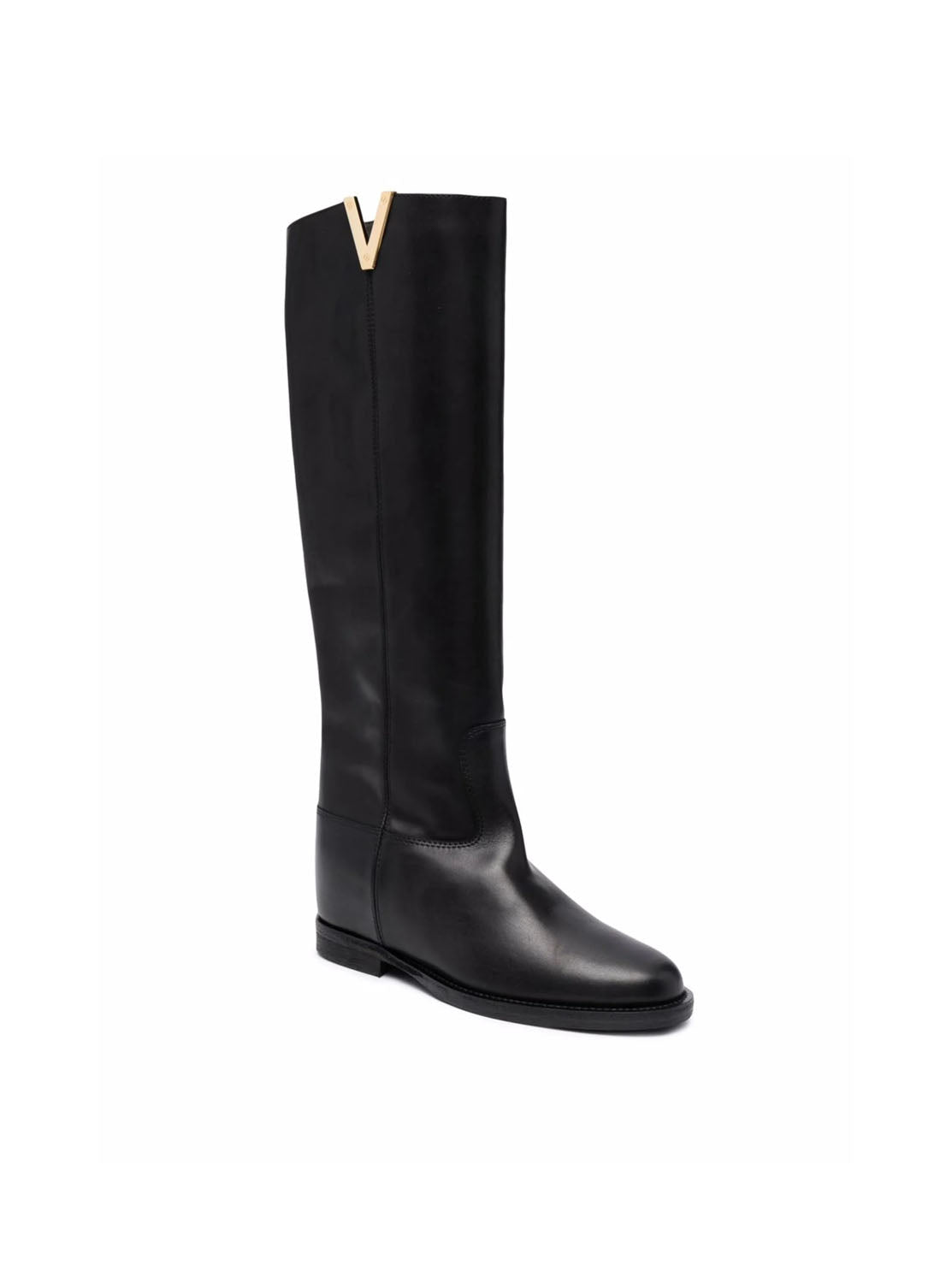 Bota cuña interior piel negro