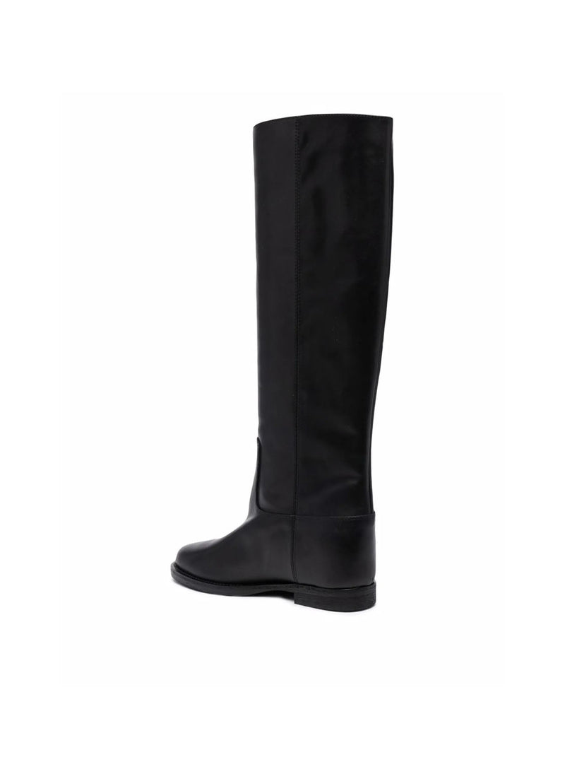 Bota cuña interior piel negro