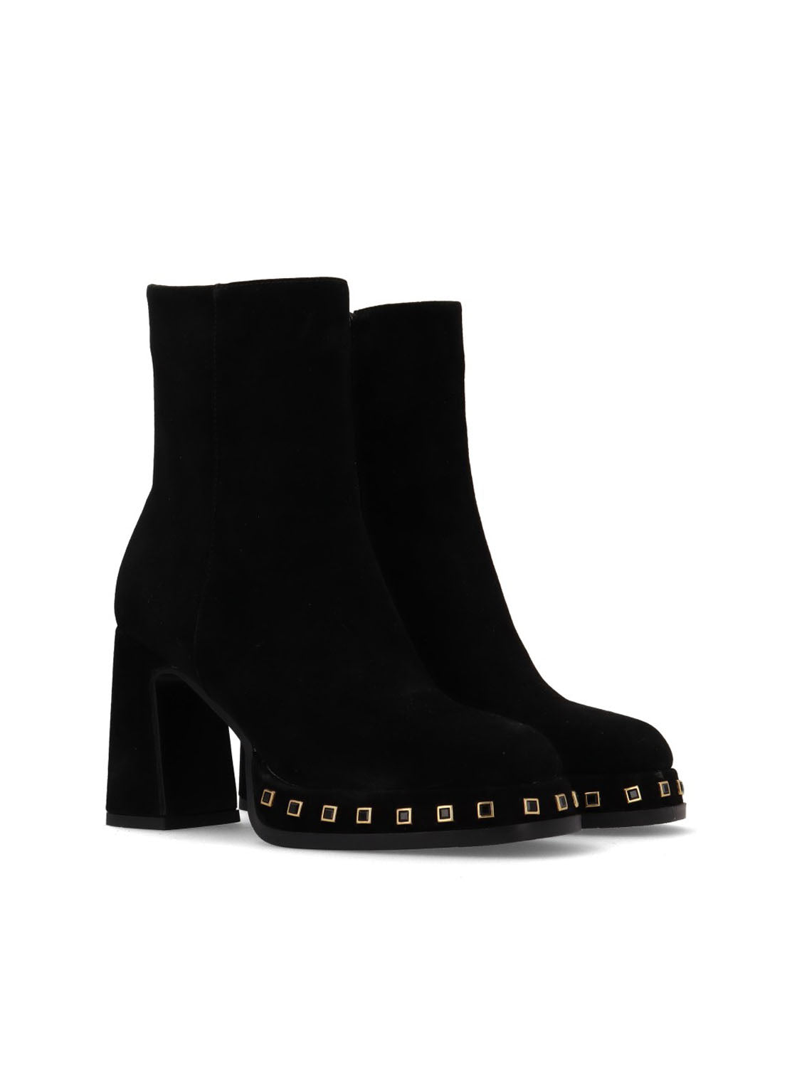 Botín tacon tachas negro