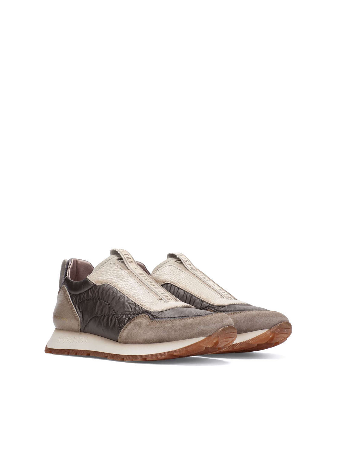 Deportivo elásticos piel combi taupe
