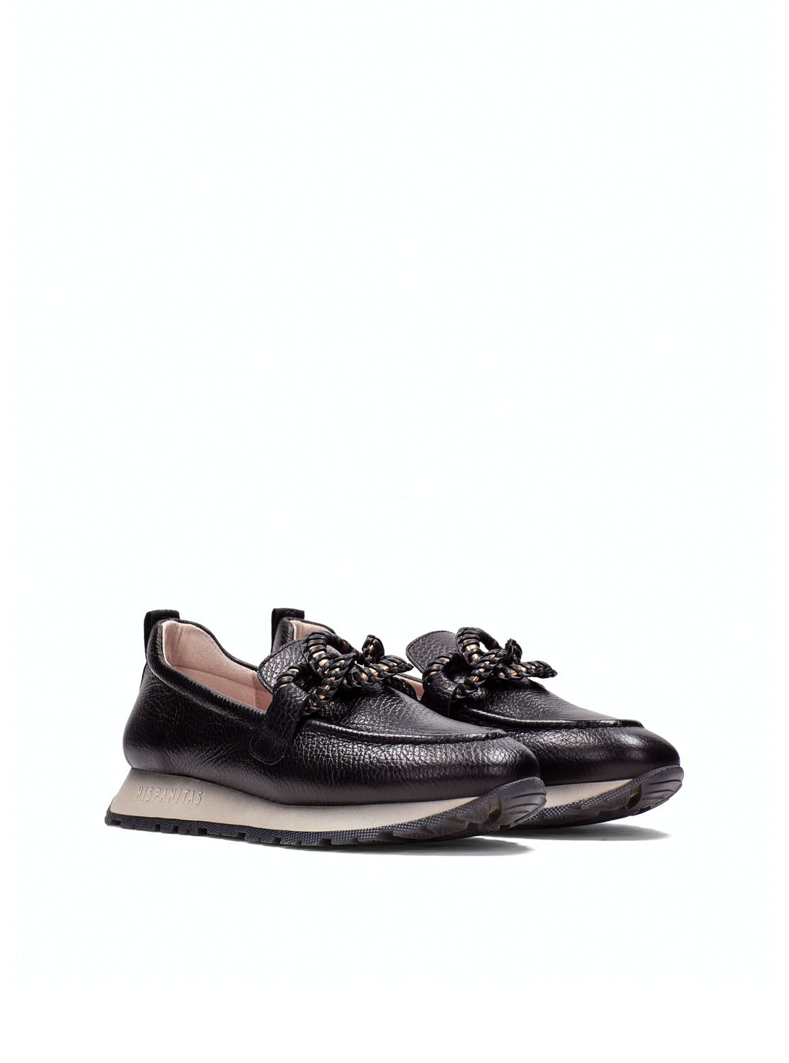 Mocasín cadena piel negro