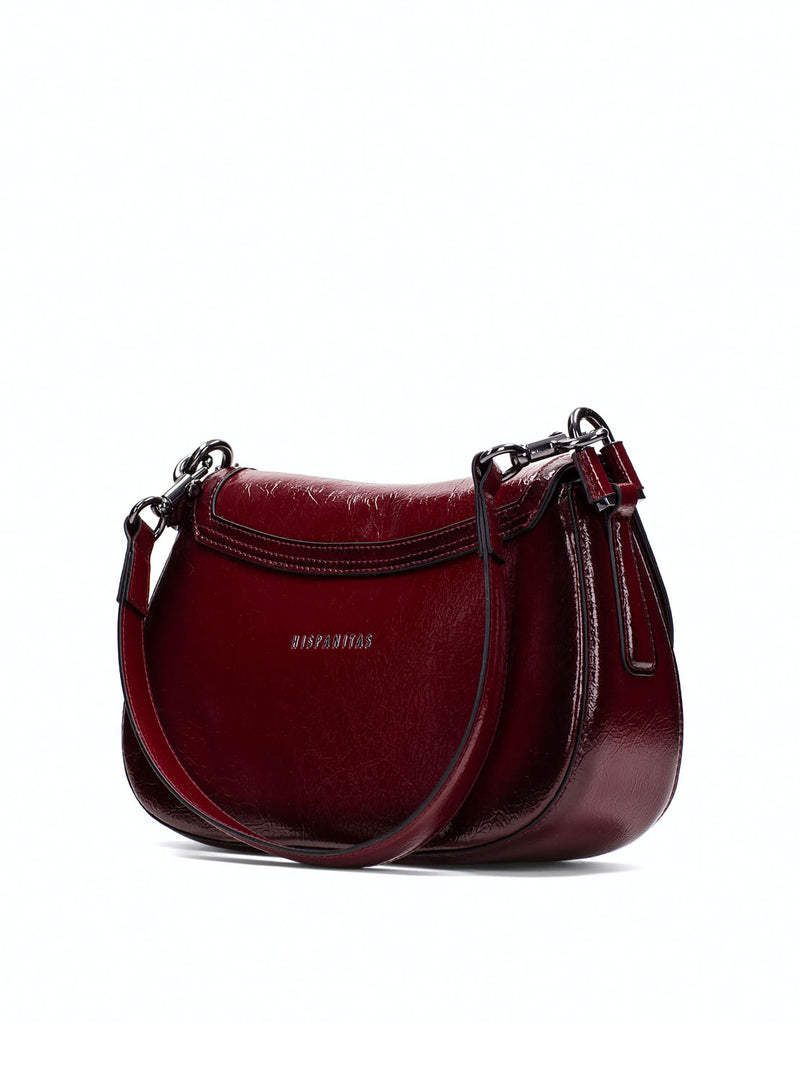 Bolso de hombro charol burdeos