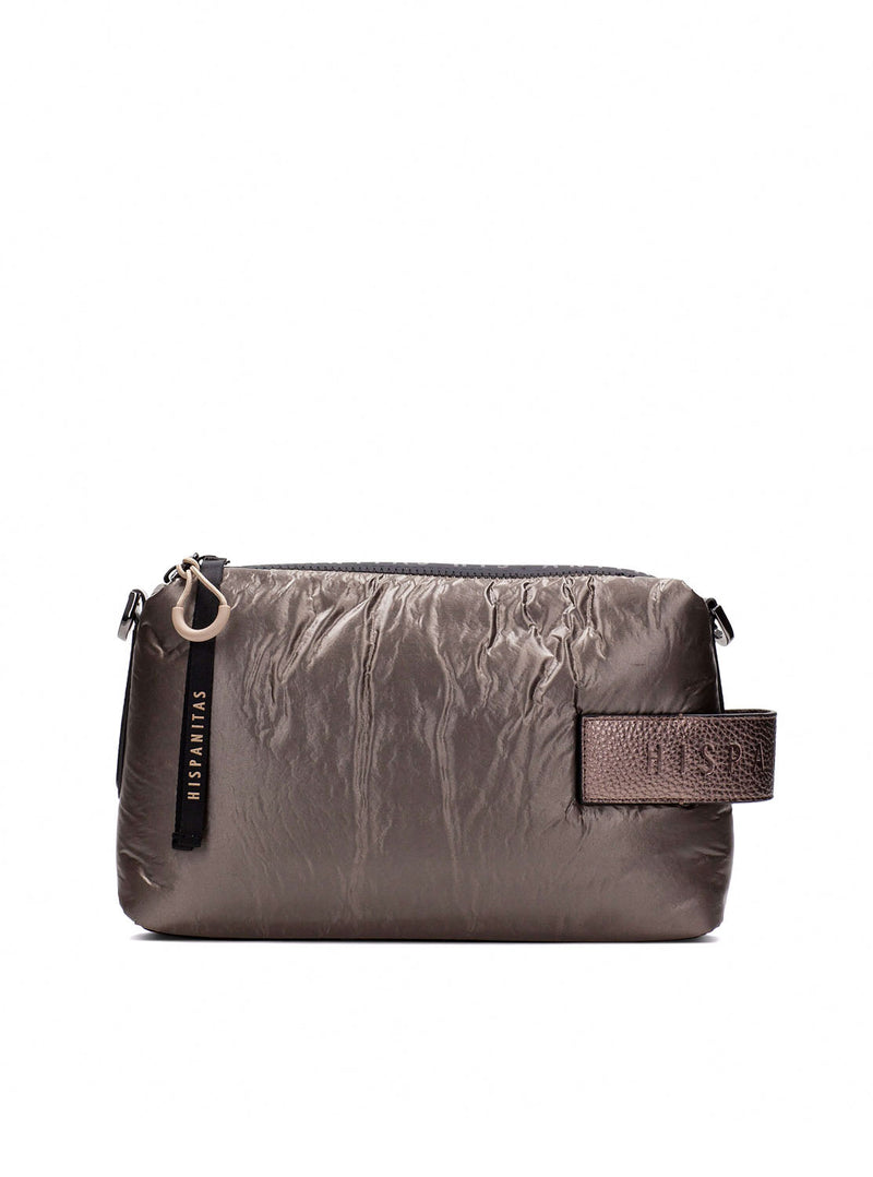 Bolso nylon metalizado taupe