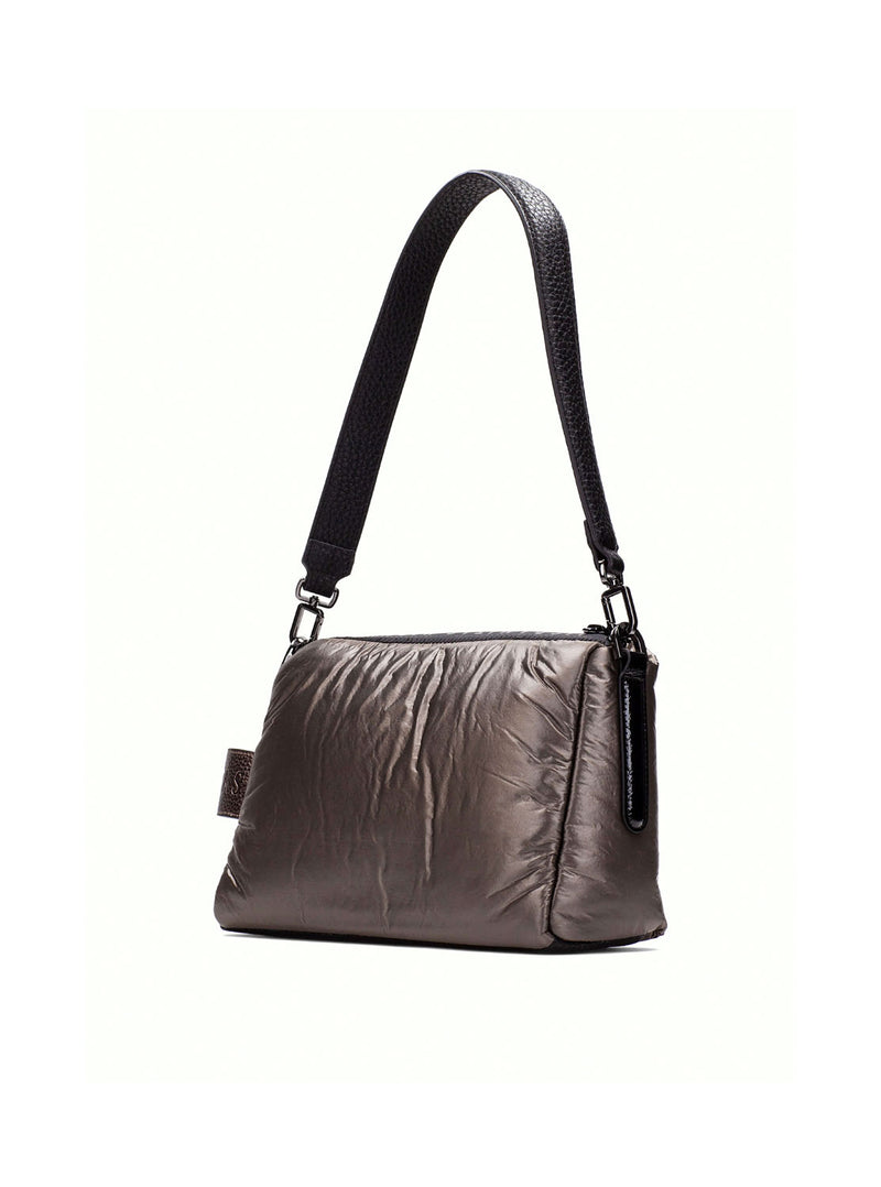 Bolso nylon metalizado taupe