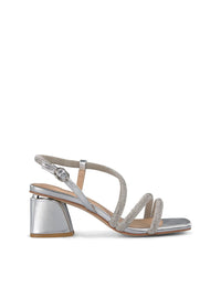 Sandalia tiras strass plata