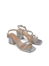 Sandalia tiras strass plata