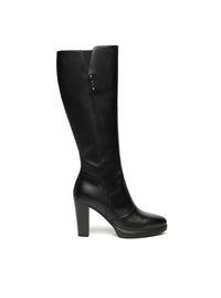 Bota alta tacón piel negro