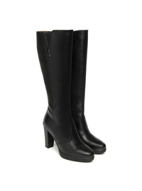 Bota alta tacón piel negro