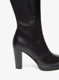 Bota alta tacón piel negro