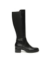 Bota alta elástico piel negro